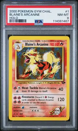 Blaine's Arcanine 1/132 2000 Pokemon Gym Challenge Holo - PSA 8 NM-MT - Image 1