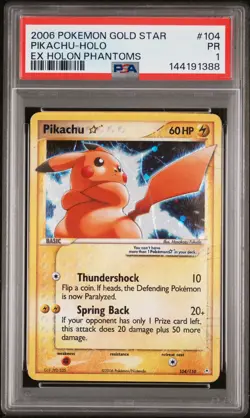 Pikachu Gold Star PSA 1 Pokemon Ex Holon Phantoms #104 - Image 1
