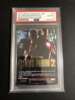 2023 Weiss Schwarz Marvel Iron Man 2 War machine MAR/SE40 gold stamp #11 PSA 10 - Image 1