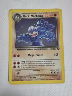 Vintage Pokemon TCG Team Rocket Dark Machamp Holo Card - Image 1