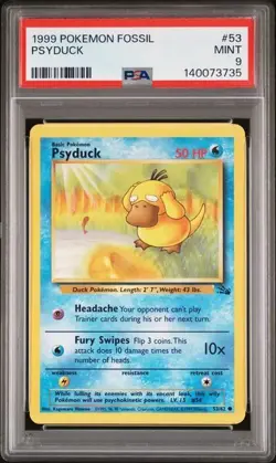 1999 POKEMON FOSSIL #53 PSYDUCK PSA 9 MINT - Image 1
