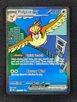 2023 Pokemon PIDGEOT EX #225/197 Obsidian Flames Special Illustration Rare ENG - Image 1