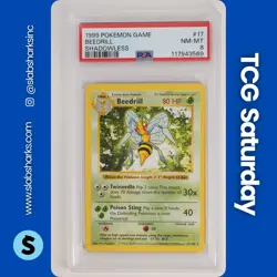 1999 POKEMON BASE SET SHADOWLESS #17/102 BEEDRILL PSA 8 - Image 1