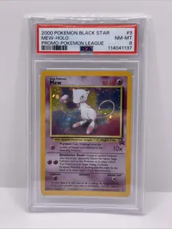 Mew (Pokemon League) Holo WOTC Black Star PSA 8 1999 - Image 1