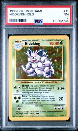 1999 Pokemon Base Set Nidoking Holo #11 Unlimited PSA 7 WOTC Vintage - Image 1