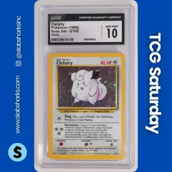 1999 POKEMON BASE SET #5/102 CLEFAIRY RARE HOLO CGC 10 - Image 1
