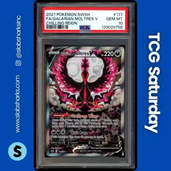 2021 POKEMON SWORD & SHIELD CHILLING REIGN #177/198 GALARIAN MOLTRES V UR PSA 10 - Image 1