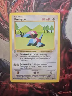 Pokemon TCG Porygon 1st Edition Shadowless Base Set 39/102 MP/HP - Image 1