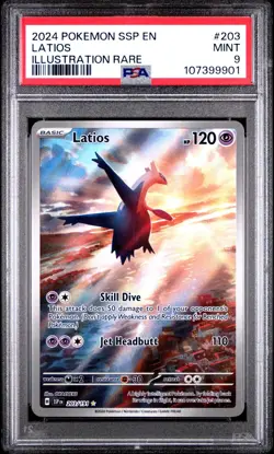 POKEMON 2024 SURGING SPARKS LATIOS ILLUSTRATION RARE 203 PSA 9 - Image 1