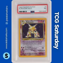1999 POKEMON BASE SET DUTCH #1/102 ALAKAZAM RARE HOLO PSA 7 - Image 1