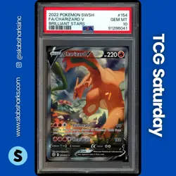 2022 POKEMON SWORD & SHIELD BRILLIANT STARS #154/172 CHARIZARD V UR PSA 10 - Image 1