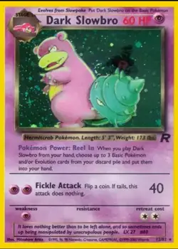 1999 Pokemon Team Rocket Dark Slowbro Holo 12/82 WOTC NM Vintage - Image 1