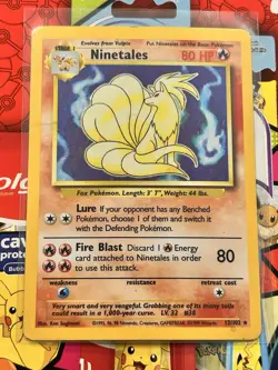 Ninetales Holo Unlimited Rare Pokemon TCG Base Set 12/102, 1999 MP Some Scratche - Image 1