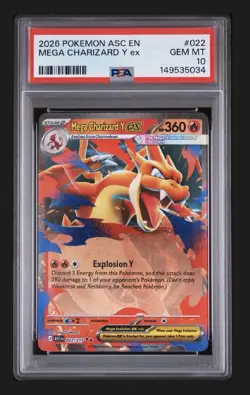 Mega Charizard Y ex 022/217 Double Rare ME: Ascended Heroes Pokemon PSA 10 - Image 1