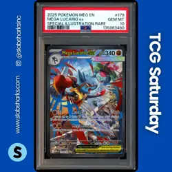 2025 POKEMON MEGA EVOLUTION #179-132 MEGA LUCARIO EX SIR PSA 10 - Image 1
