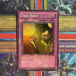Yugioh Trap Hole Super Rare LOB-058 NA 1.5 Print - Image 1