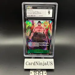CGC 9 Roronoa Zoro OP06-118 SEC Parallel Wings of Captain ONE PIECE Card 199 - Image 1