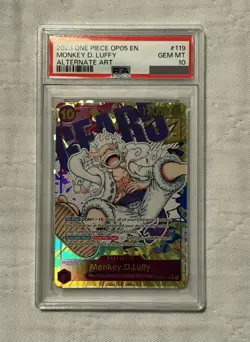 Namco Monkey D. Luffy OP05-119 Alternate Art Foil PSA 10 Awakening New Era - Image 1
