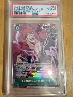 2022 One Piece OP01 Alternate Art Pre-Errata #051 Eustass Captain Kid PSA 10 - Image 1