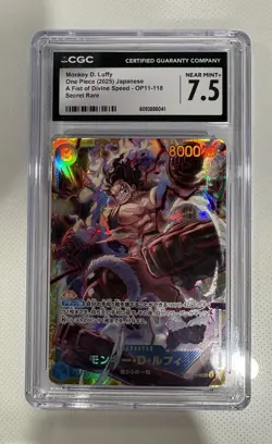 One Piece CCG Monkey D. Luffy OP11-118 Secret Rare (CGC 7.5) Holo - Image 1