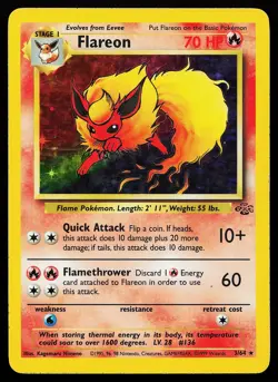Flareon 3/64 Holo Rare Jungle Pokemon Card - Image 1
