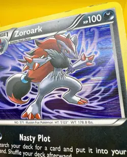 Zoroark 71/114 Holo Rare Black & White Pokemon Card 2011 LP - Image 3