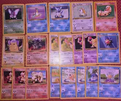 110 Vintage Pokemon Cards Lot WOTC 1999 Base/Jungle/Fossil Era – DAMAGED/CREASED - Image 1