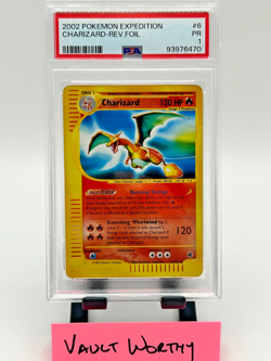 2002 POKEMON EXPEDITION #6 CHARIZARD - REVERSE HOLO FOIL E-READER - PSA 1 POP 50 - Image 1