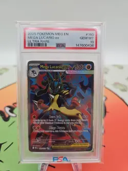 2025 POKEMON MEG EN-MEGA EVOLUTION ULTRA RARE #160 MEGA LUCARIO EX PSA 10 - Image 1