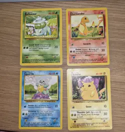 Pokemon Base Set Starter Combo Lot (Bulbasaur, Charmander, Pikachu, Squirtle) - Image 1