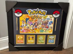 Pokemon Base Set Framed Display (Charmander, Pikachu, Bulbasaur, Squirtle) - Image 1