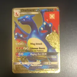 Fan Art Pokemon Charizard GX SV49/SV94 Hidden Fates Gold Full Art Shiny Holo - Image 1