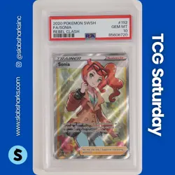 2020 POKEMON SWORD & SHIELD REBEL CLASH #192/192 SONIA FULL ART PSA 10 - Image 1