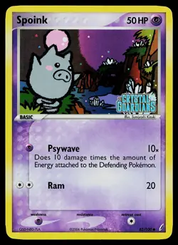 Pokemon Card - Spoink Crystal Guardians 62/100 Common Reverse Holo Stamped - Image 1