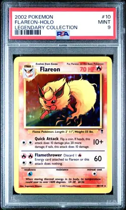 2002 Pokemon Legendary Collection #10 Flareon Holo PSA 9 Mint - Image 1
