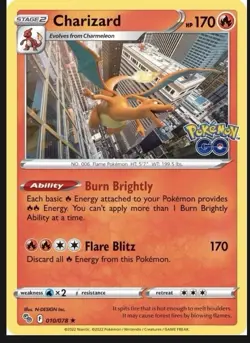 Charizard 010/078 - Pokemon GO Reverse Holo - NM - Image 1