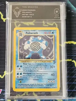 Pokemon TCG Poliwrath Base Set 2 15/130 Unlimited Holo Rare TCG grade 8 NM/MT - Image 1