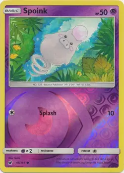 Reverse Holo Spoink 41/111 Common SM - Crimson Invasion Pokemon TCG - Image 1