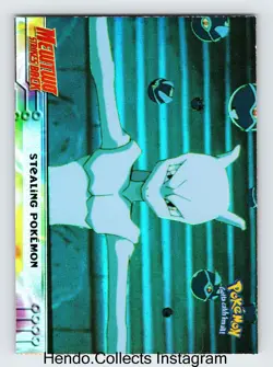 Mewtwo Strikes Back Stealing Pokemon Rainbow Holo-Foil 27 Pokemon Card Topps - Image 1