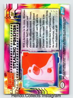 Mewtwo Strikes Back Stealing Pokemon Rainbow Holo-Foil 27 Pokemon Card Topps - Image 2