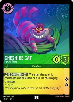 Disney Lorcana Cheshire Cat Not All There 71/204 Cold FOIL Holo First Chapter - Image 1