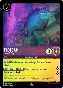 Disney Lorcana Flotsam - Ursula's Spy 43/204 Rare Cold Foil Holo First Chapter - Image 1