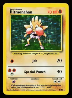 Hitmonchan 7/102 Holo Rare Base Set Pokemon Card - Image 1
