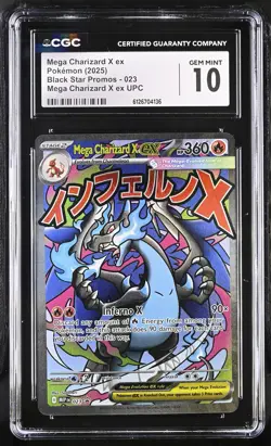 CGC 10 GEM MINT Mega Charizard X ex 2025 Black Star Promos 023 Pokemon Card - Image 1