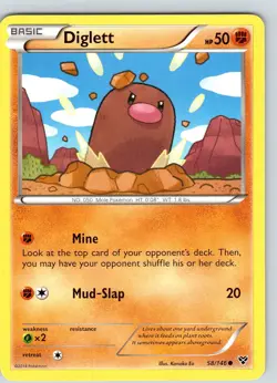 Pokemon TCG Diglett XY Base Set 58/146 Regular Common Card NM - Image 1
