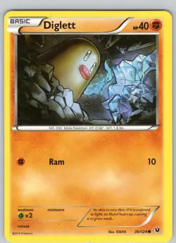 Pokemon TCG Diglett XY Fates Collide 36/124 Regular Common Card Played LP - Image 1