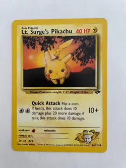 LT. SURGES PIKACHU - 84/132 - GYM CHALLENGE - POKEMON CARD - NM - Image 1