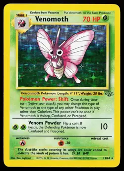 Venomoth 13/64 Holo Rare Jungle Pokemon Card - Image 1
