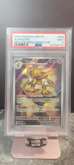 2025 Pokemon TCG Mega Evolution Alakazam 9 ETB Promo- PSA Mint 9 - Image 1