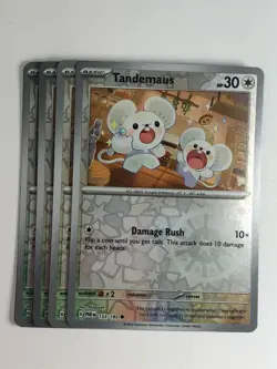 Pokemon TCG Paradox Rift 4x Playset Reverse Holographic Tandemaus 153/182 NM - Image 1